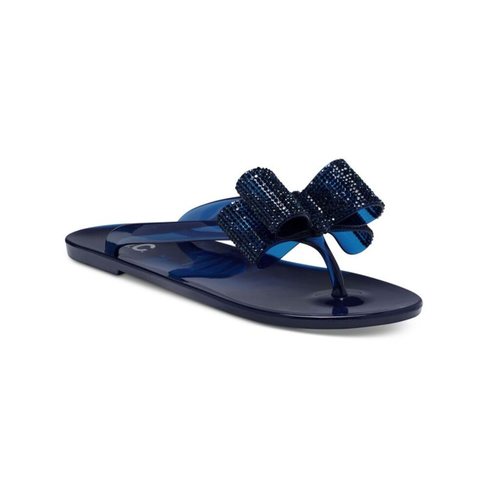 INC Womens Navy Bow And Accents Madena Round Toe Slip On Thong Sandals 5 M